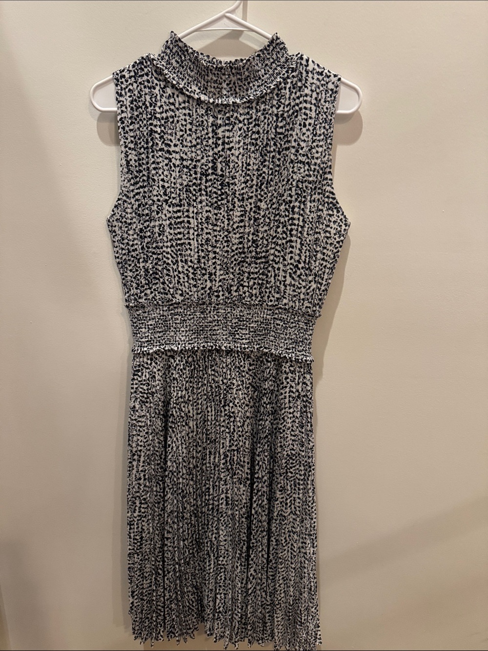 Nanette Lepore Black & White Mock Neck Midi Dress